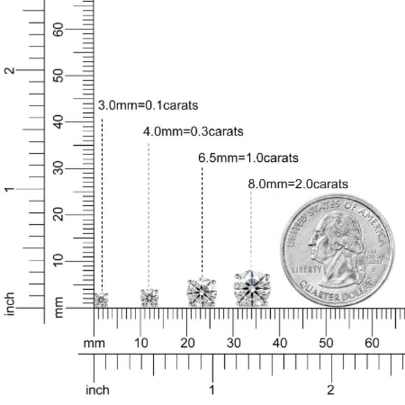 3mm 0.1Ct GRA VVS1 Certified Diamond Screw-in Sterling Silver Studs - Picture 6 of 16